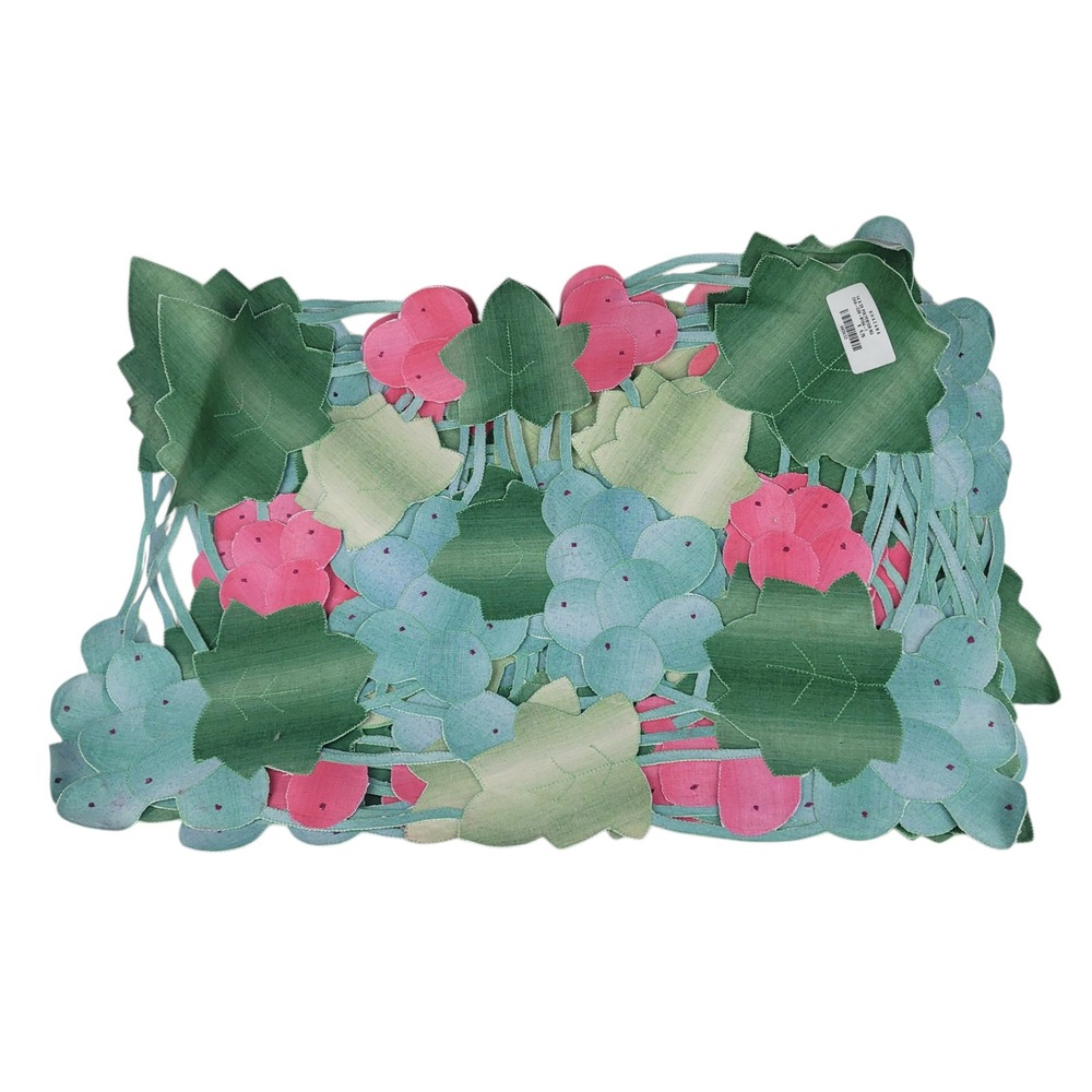 8 Khazana Grape‎ Clusters Cutout Placemats Green Pink Blue Polyester NEW